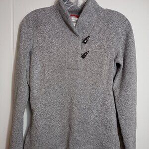 Gray Northface Womens Small Gray Fleece Toggle Funnel Neck Pullover Basic Casual